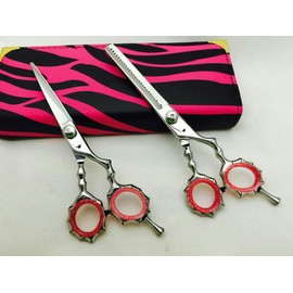 5.5"Professional Barber Saln Hair Stylist Hairdresser Hair Cutting Very Sharp Razor Edge Titanium Coated Hair Cutting and Texturizing Shears Scissors Set+case