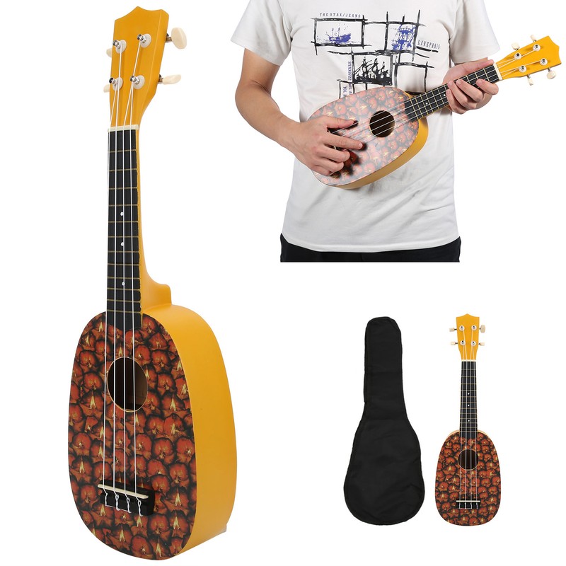 21in Ukulele with Carry Bag Tropical Fruit Pattern for Beginners