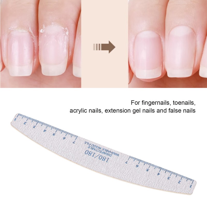 50PCS 180/180 Grit Nail File Reusable Washable Professional Nail Care