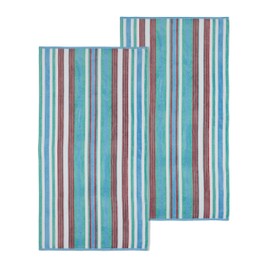 Superior 100% Cotton 550 GSM, Soft, Plush and Highly Absorbent Rope Stripe Textured Oversized Beach Towel (Set of 2)