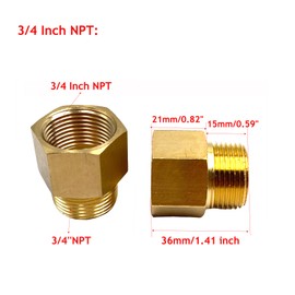 3Pcs 3/4 Inch NPT Pipe Fittings Adapters,3/4'' NPT Male to 3/4" NPT Female Brass Extension Couplings