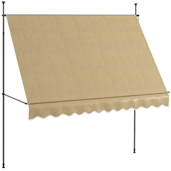 Outsunny Manual Retractable Awning, 118" Non-Screw Patio Sun Shade Shelter
