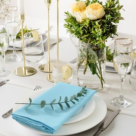 KOFFOTA Blue Cloth Napkins Set of 8,18x18 inch,Spring Decorations for Table,Made of 100% Microfibre,Washable Cloth Napkins,Good for Easter, Baby Shower Everyday use, Parties.(Light Blue)