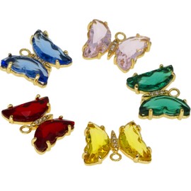 ZeaLian - Dijes de latón chapado en oro para hacer joyas, pulseras, collares, arete, suministros para manualidades, 2cm x 1.5cm x 0.3cm, Latón, Circón