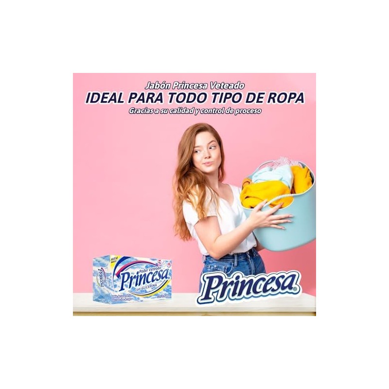 Princesa Jabón Azul Veteado con Glicerina 350g, Paquete de 2