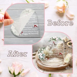 25th Wedding Anniversary Heart Keepsake Decorations 3.9 Inch 25 Year Anniversary Acrylic Plaque Gift for Couples Wedding Gifts for Her Him Happy 25th Anniversary Husband Wife Gifts (25TH)