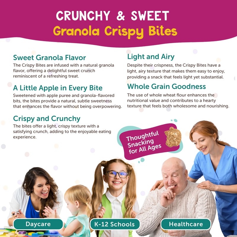 Appleways Granola Crispy Bites, All-Natural Individually Wrapped Whole Grain Granola