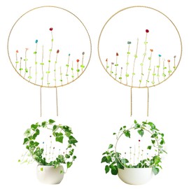 SNAIL GARDEN 2Pcs Small Trellis for Indoor Plants with Suncatcher Colorful Crystal, 9.8in Indoor Plant Trellis for Climbing Plants,House Plant Trellis for Potted Plants Hoya Ivy, Jasmine