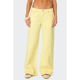 Roman Low Rise Slouchy Jeans - Color: YELLOW, Size: XS