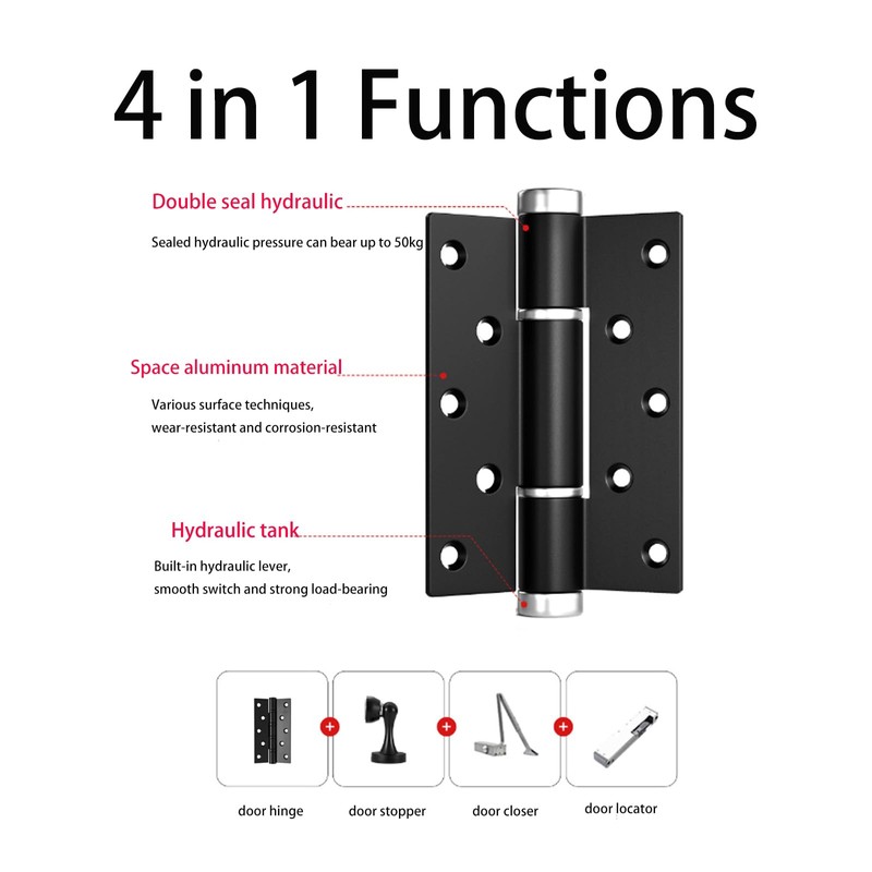 3 Pack Self Closing Door Hinge,5.8 Inch Spring Loaded Hinges,