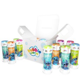 Bubble World - STITCH Party Pack - 12 bottles of bubbles - 60 ml - Plain tubes and integrated fan - Perfect for birthday parties for your child and his friends - Made in Italy