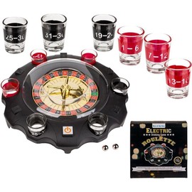 Out of the blue Electronic Drinking Game Roulette with 6 Shot Glasses, Plastic, Multi-Colour, Diameter: Approx. 26.5 cm, 6