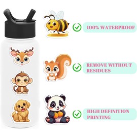 210PCS Holographic Animal Stickers for Adults - Cute Big-Eye Animal Stickers Unique Shining Designs for Water Bottles, Laptops, Scrapbook, Classroom, Teacher Prizes