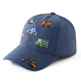 Jastore Cute Embroidery Truck Hat Kids Baseball Cap Adjustable Cotton Washed Vintage Vehicle Cap for Boys Girls (US, Age, 3 Years, 8 Years, Denim Blue)