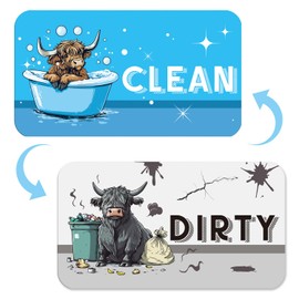 Dishwasher Magnet Clean Dirty Sign - Cosmisun Highland Cow Clean Dirty Dish Washer Magnet Cartoon Cow Strong Dishwasher Sign Double Sided Magnetic Dish Washer Indicator for Home Kitchen Decor