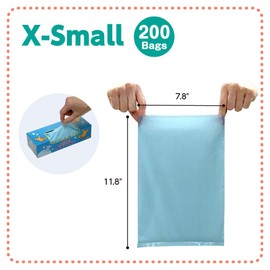 BOS Amazing Odor Sealing Dog Poop Bags - Durable and Unscented [Size: XS, Color: Light Blue] (200 Count, Pack of 2) (400Bags)