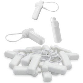 Security Tags with Lanyard, 100pcs Hard Tags Reusable Clothing Tag with String Compatible with 58khz EAS Checkpoint Security System (White)