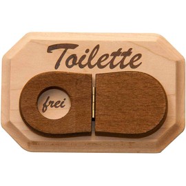 Spruchreif Wooden Toilet Sign with Toilet Lid for Folding, Toilet Door Sign, Toilet Sign, Funny Gift Idea, Natural