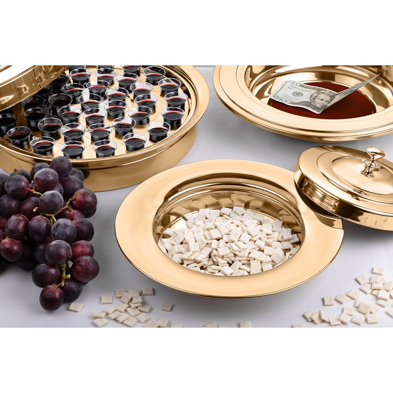 Steadfast Selections - (Offering Plate Red) Premium Gold Stainless Steel