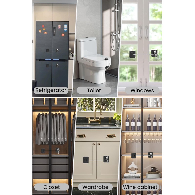 Fridge Lock Refrigerator Lock for Kids with Keys Childproof Combination