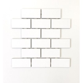 2x4 White Subway Glossy Ceramic Tile Kitchen Backsplash Bathroom (1 Sheet)