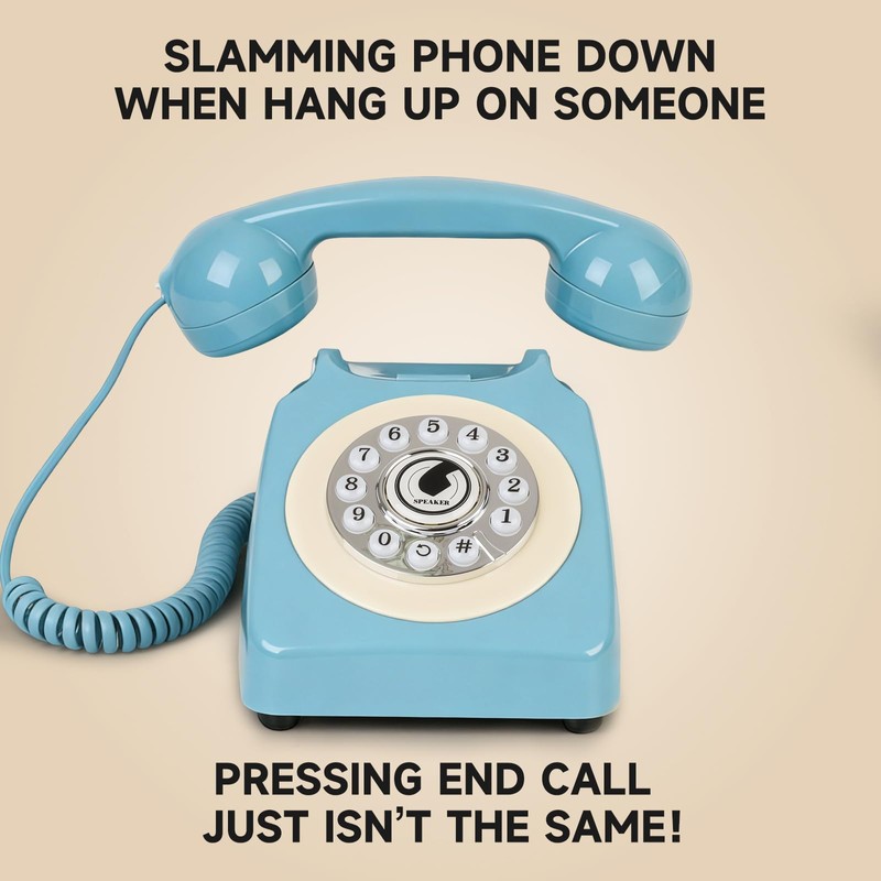 Bluetooth Landline Phone for Cell Phone, Retro Wireless Home Phones,Blue