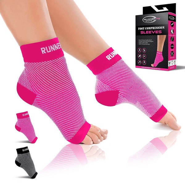 Runner FX Sports Plantar Fasciitis Sock for Men and Women, Compression Foot Sleeves with Arch and Ankle Support, Foot Brace