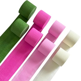 Pink and Green Crepe Paper Streamers 8 Rolls 656ft Party Streamers for Hawaiian, Flamingo, Wicked Theme Party, Birthday and Wedding Decorations