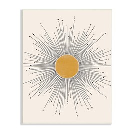Stupell Industries Art Deco Summer Sun Geometric Line Bursts, JJ Designed House LLC Wall Plaque, 13 x 19, Yellow