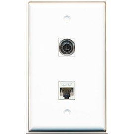 RiteAV 1 x 3.5mm Audio Headphone Jack and 1 Cat5e Ethernet Port Wall Plate - Bracket Included