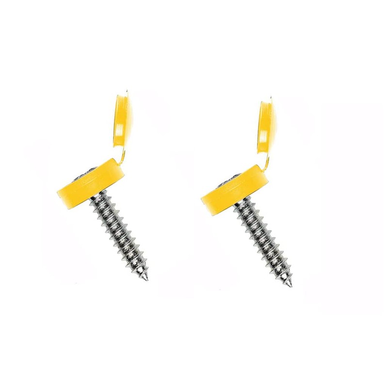 Number Plate Screws & Caps Kit 6PC Yellow Black White