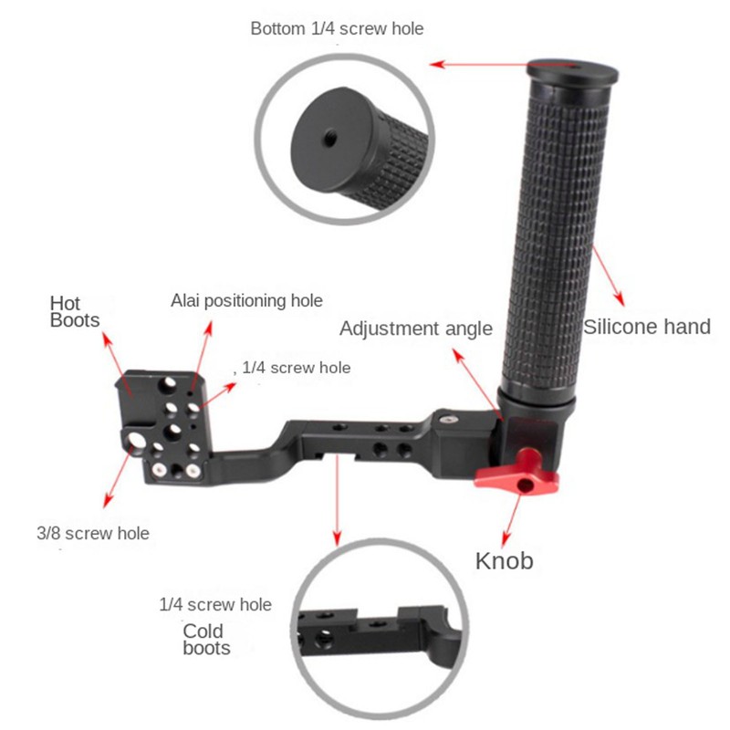 Camera Stabilizer Handlegrip Adjustable 180 Degrees Angle Aluminium Alloy Anti