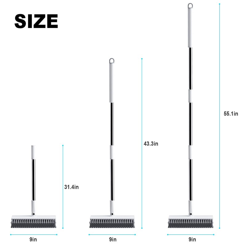 Floor Scrub Brush with Long Handle, Heavy-Duty Stiff Bristles, V-Shape