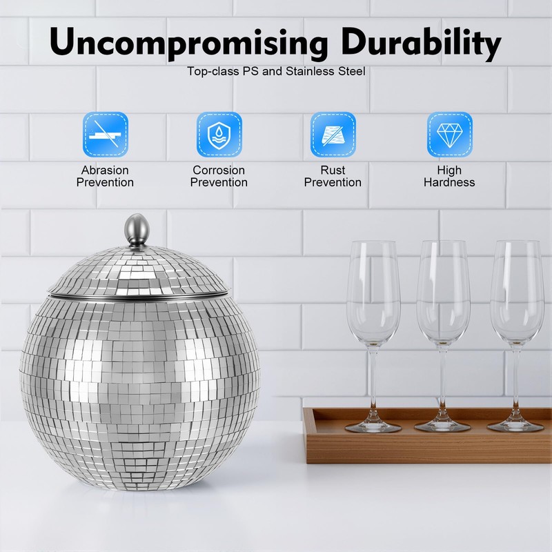 ERAAND 0.4 gal Disco Ice Bucket Set,Removable Double Insulated Ice
