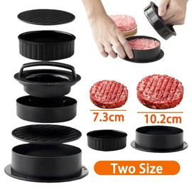 Komost 3 in 1 Non-Stick Hamburger Press Patty Maker with 100PCS Patty Paper - Ultimate Burger Press for Meat, Beef, Veggie & Stuffed Patty, Perfect Kitchen Gadget for BBQ Barbecue Grilling