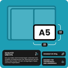 Netuno 10 Sheets of Cobalt Blue Cardboard A5 148,5 x 210 mm 5.83 x 8.27 250 GSM Burano Cobalt Blue Double Sided Paper for Inkjet Laser Printing Scrapbooking Invitations Crafting Greeting Cards Flyers