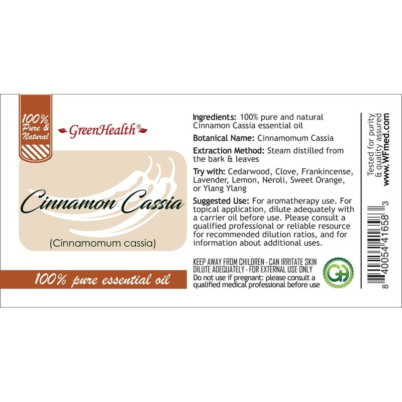 GreenHealth Cinnamon Cassia – 1 fl oz (30 ml) Glass