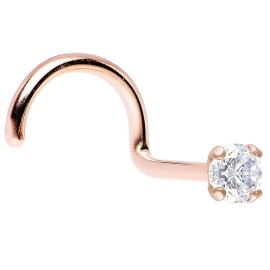 LionGothic Rose Gold Nose Screw 14k Gold with 2mm 20 gauge -1/4"(6 mm)