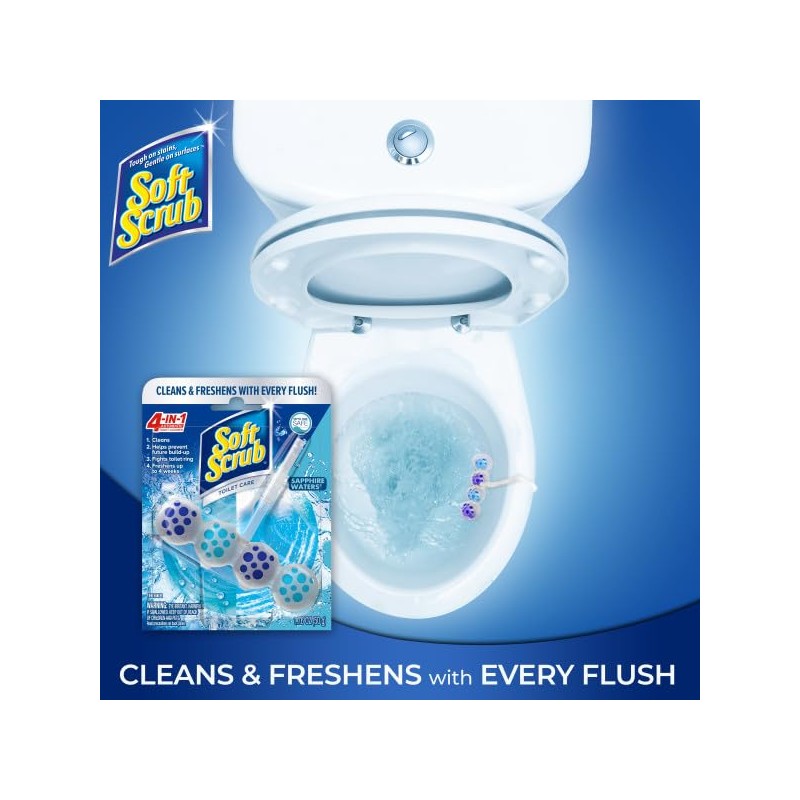Soft Scrub 4-in-1 Rim Hanger Toilet Bowl Cleaner, Sapphire Waters,