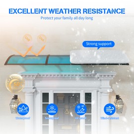 Awning for Door Entrance,32X80 Inches Awnings for Doors,Window Awning Canopy Exterior with Plastic Steel Bracket,Polycarbonate Cover,UV,Rain,Snow Protection for Porch,Patio,Deck