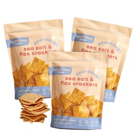 Unbothered Foods Sea Salt & Flax Sourdough Crackers - Gut-Friendly & Easy to Digest, Non-GMO, No Added Sugar, Nut-Free, Perfect for Cheese & Snacks, 100% Naturally Fermented (3 pack)