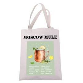 JXGZSO Moscow Mule Tote Bag Moscow Mule Ingredients Gift Cocktail Recipe Shopping Bag Moscow Mule Lover Gift