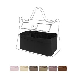 DGAZ Purse Organizer Insert, Silky Handbag & Tote Organizer, Bag in Bag, Fits Hermes 24/24-29 Bags（Black，29）