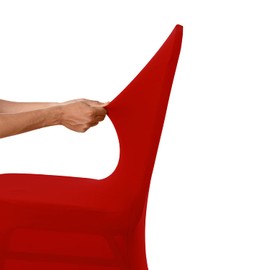 WedDecor Red Spandex Chair Cover Stretch Removable Slipcover Dining Room Wedding Decor, Christmas Party, Banquet, Anniversary, Birthday Decoration, 4pcs