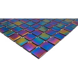 Glass Mother of Pearl Mosaic Plate Gloss Iridium Black 10 Mats