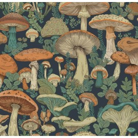 Micpolo Peel and Stick Wallpaper Vintage Wall Paper Mushroom Contact Paper Boho Bedroom Bathroom Wallpaper Removable Self-Adhesive Wall Decor Vinyl Roll 17.3" x 394"