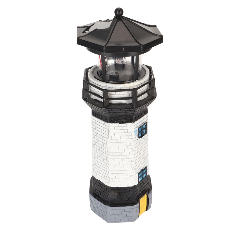 Solar Lighthouse 360 Degree Rotating Lighthouse Decoration Fadeless Resin LED