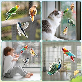 JSRQT Magnetic Screen Door Decals 12 Pieces Screen Door Magnets Hummingbird Peacock Double Sided Screen Door Protector for Sliding Door Window Pets Screen Sticker Decorative Safe Flexible Bird Magnet