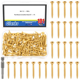 Glarks 101 x 8 x 1-1/2 inch deck screws kit, contains 100 x Star Torx Drive flat head deck screws and 1 x T25 Torx drill book, outdoor decking wood screws