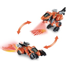 VTech Switch and Go Dinos Fire-T-Rex - Dino Car Transformer - 2-in-1 Toy with LCD Display, Dinosaur Voice, Sound and Light Effects - For Children 3-8 Years